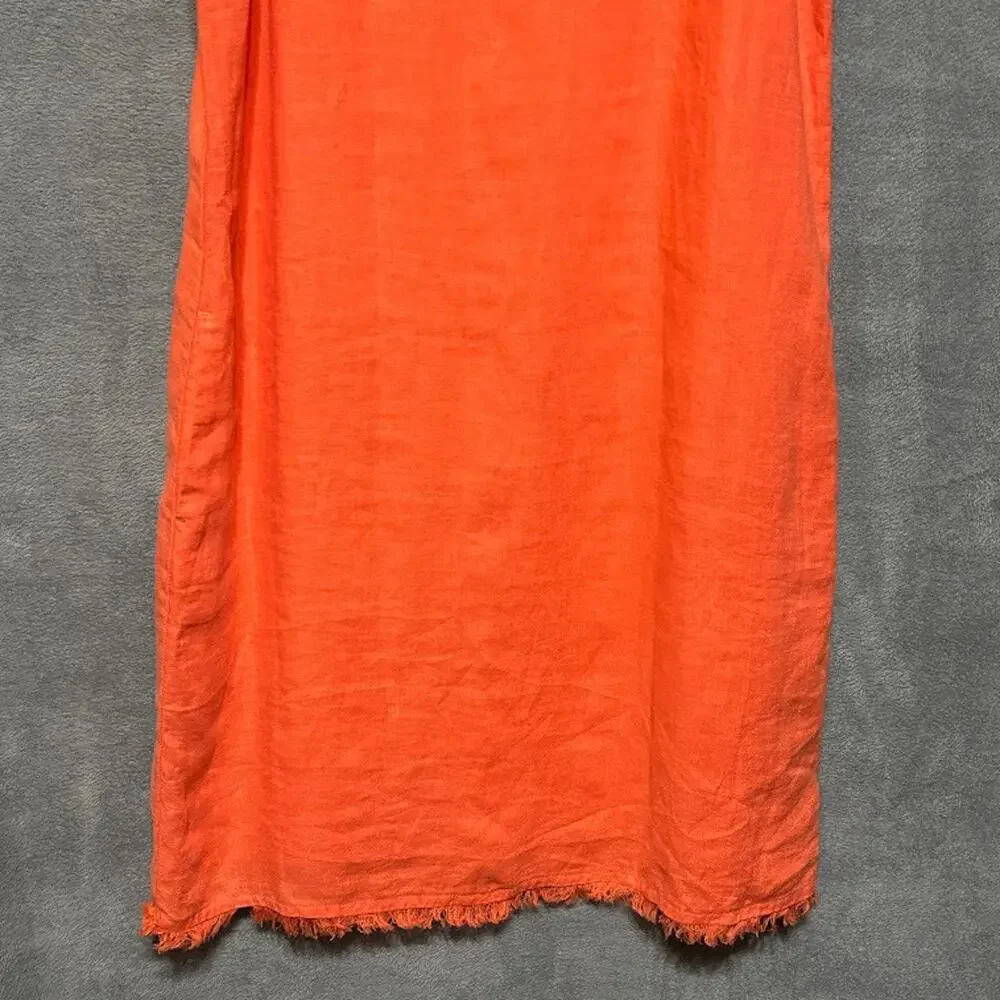 Tommy Bahama Dress Womens Orange Pink Linen Raw Hem Sleeveless Tropical Beach - Picture 3 of 13